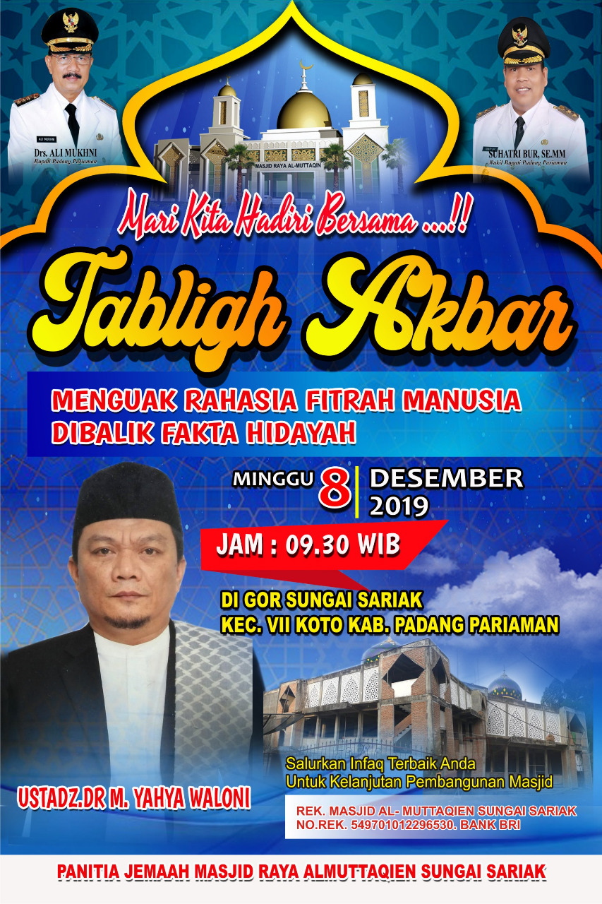 Peringati Maulud Nabi Besar Muhammad SAW, Panitia Pembangunan Masjid Almuttaqien undang Ustadz DR.M.